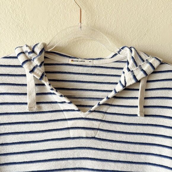 Marine Layer Koa Cream and Blue Striped Coastal Hoodie - Picture 3 of 10